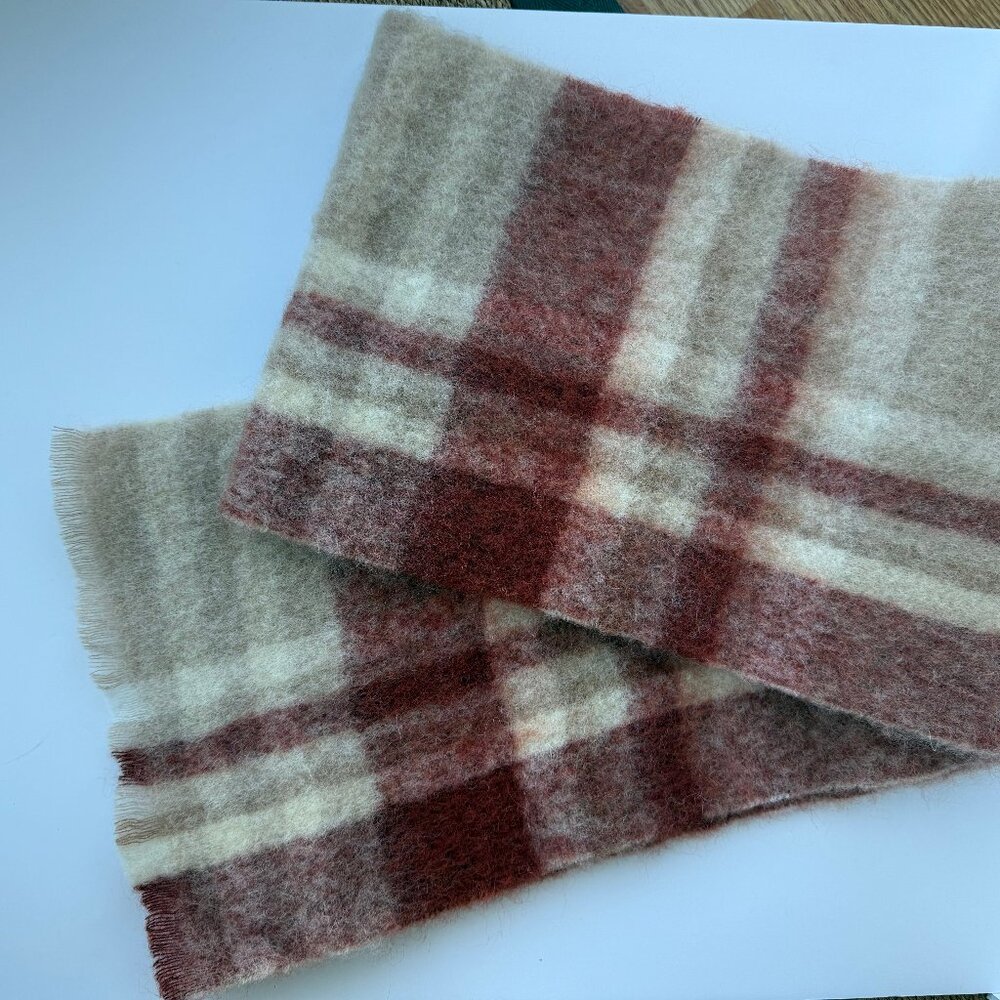 100% Original. Acne Studios Striped Mohair Blend Scarf in Cream and Rust - Picture 6 of 8